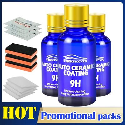 3 Piezas 9H Revestimiento Cerámico Cristalino Chapado para Coche Super Hidrofóbico Set de Revestimiento para Pulir Vidrio Sin Caja Líquido para el Mantenimiento de la Pintura del Coche