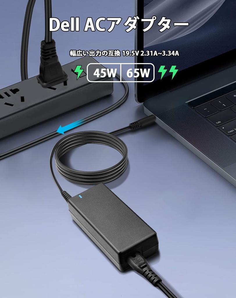 BOLWEO 65W Power Supply AC Adapter with DC Plug and Converter Cable for Dell Replacement for Dell and Vostro Circular Power Connectors Vostro Laptops,