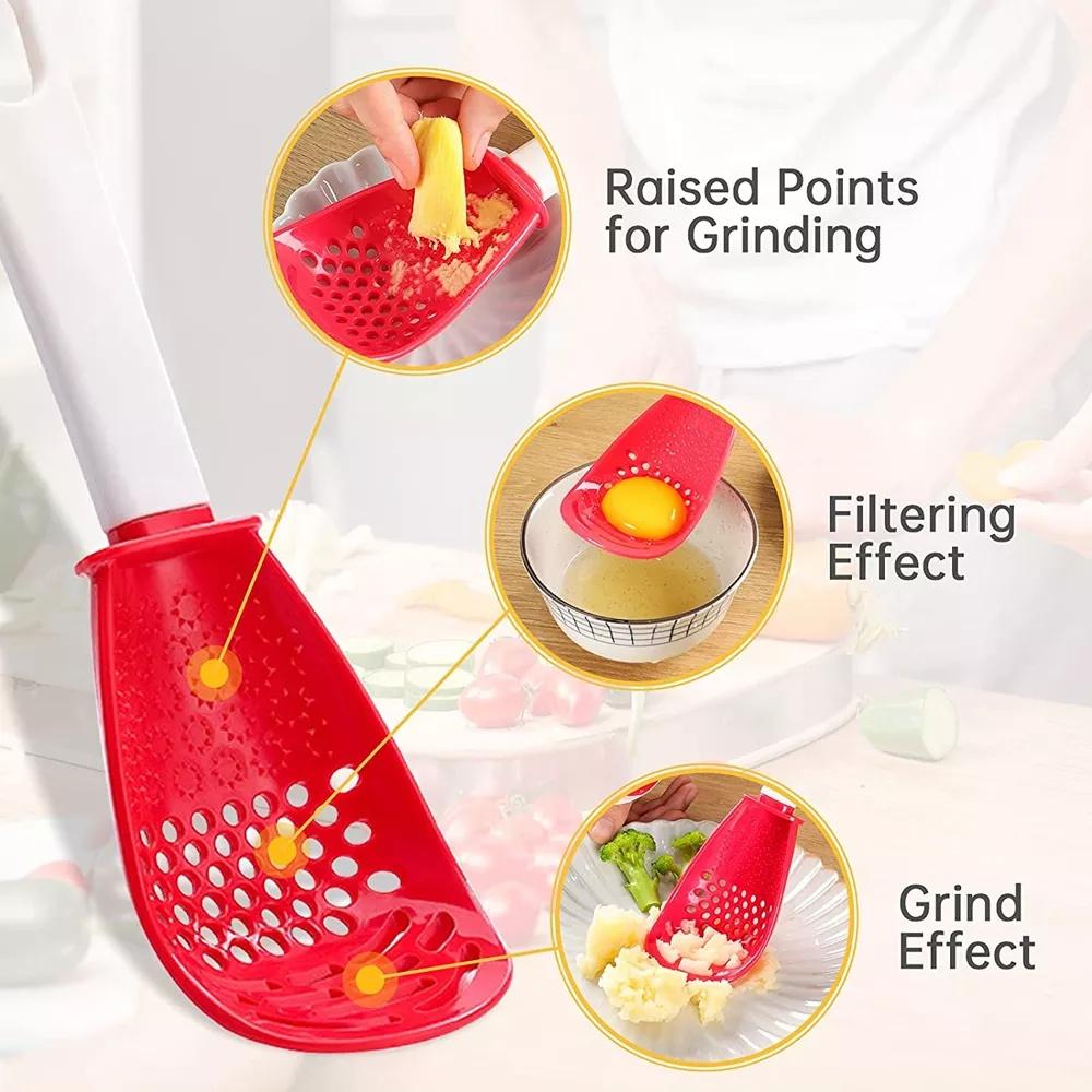 Multifunctional Kitchen Cooking Spoon Heat-resistant Hanging Hole Innovative Potato Garlic Press Colander Tableware Tool