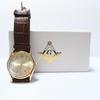 Used Freemason Men's Watch French Gold Dial Brown Leather Strap