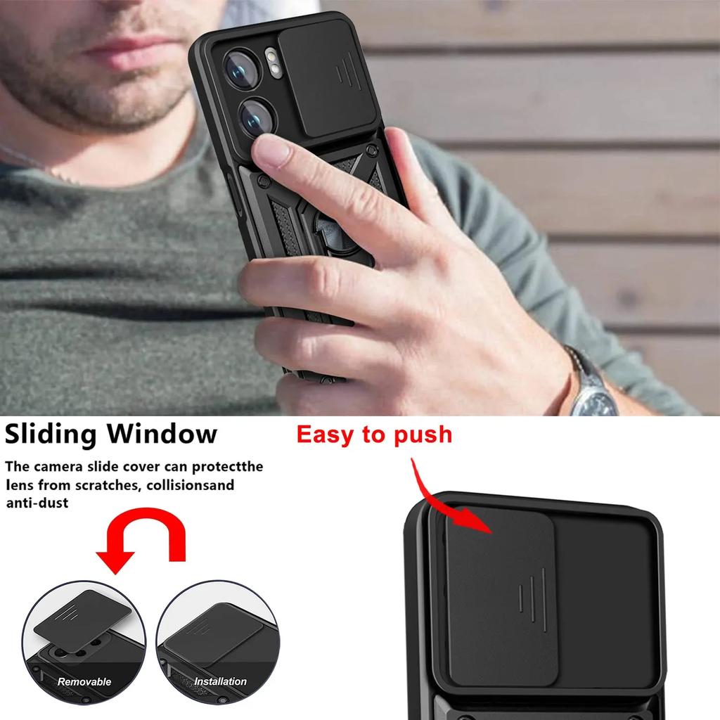 Ochranné puzdro pre OPPO RENO 12 11 Pro Realme GT 6T 5G C65 C67 C63 C53 A79 A78 A58 A60 Kryt s krúžkom Magnetický držiak Coque Fundas