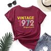 1972 Vintage Alphabet Cotton T-Shirt Short Sleeve Round Neck Women 2d Print Tops