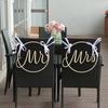 2Pcs Wood Mr Mrs Wedding Chair Flags Round Hollow Design Retro Romantic Decor for Bride Groom Seats Photo Prop Backyard Party