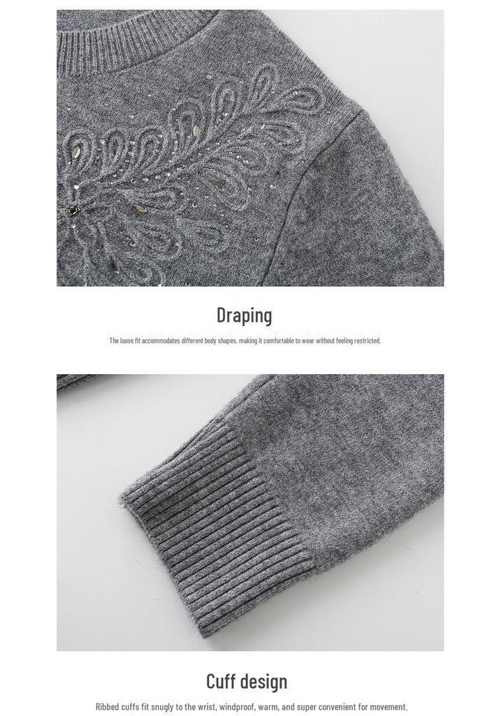 Elegant Mom-Style Knit Top: Chic Spring & Autumn Fashion for Middle-Aged Women