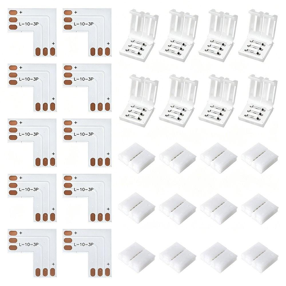 30pcs 3535/2835 LED Strip Connectors 8mm/10mm 4 Pin Connectors L Shape Connectors LED Strip Lights