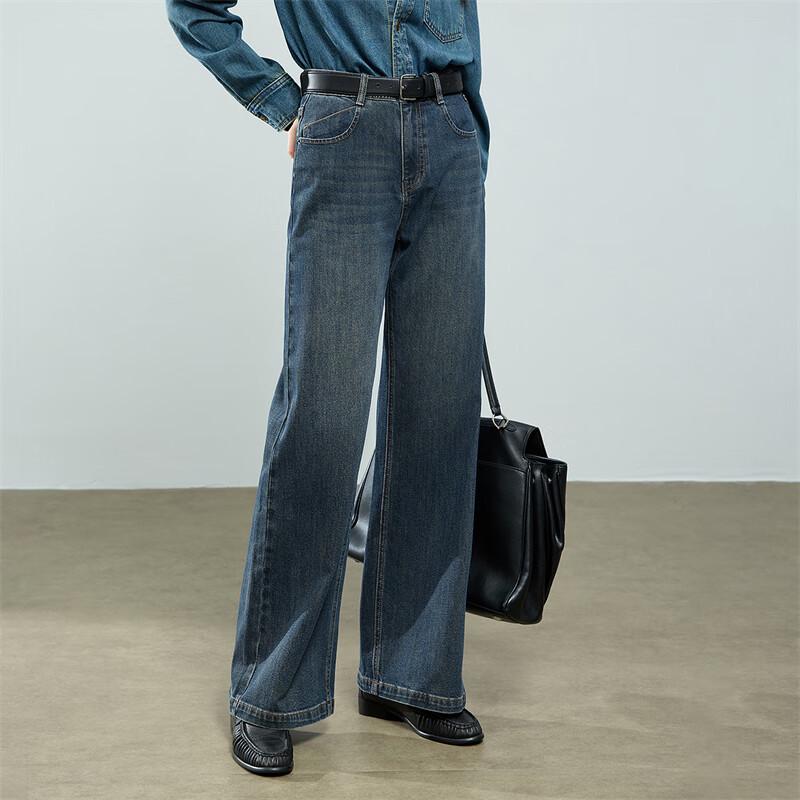 Chuyu Women's Vintage Washed Wide-Leg Jeans