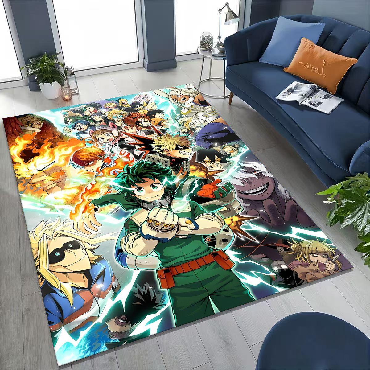 

2026 New Anime My Hero Academia Deku Katsuki Cartoon Rug for Bedroom Living Room Sofa Home Doormat Decor,Kids Non-slip Floor Mat 40x60cm( 15x23in )