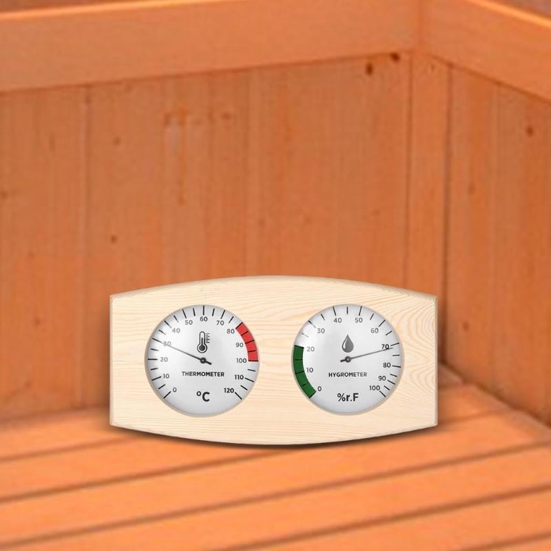 Accurate Digital Sauna Temperature & Humidity Meter with Large Display Strong Pine Wood Thermometers for Wellness Center