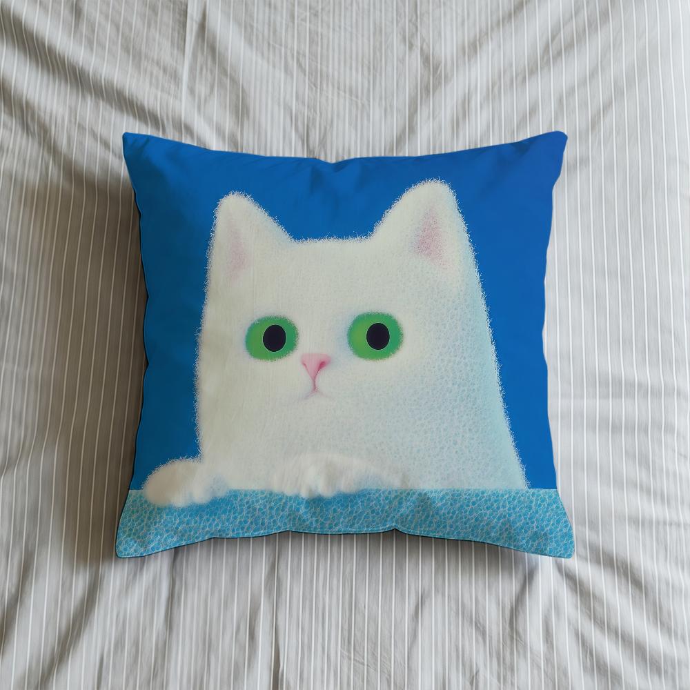 Kissenbezug Katze Weiche Hülle Für Cartoon Sofa Wohnzimmer Zuhause Bequem Büro Dekoration Schutzhülle Flauschiges Kissen Weiße Bezüge