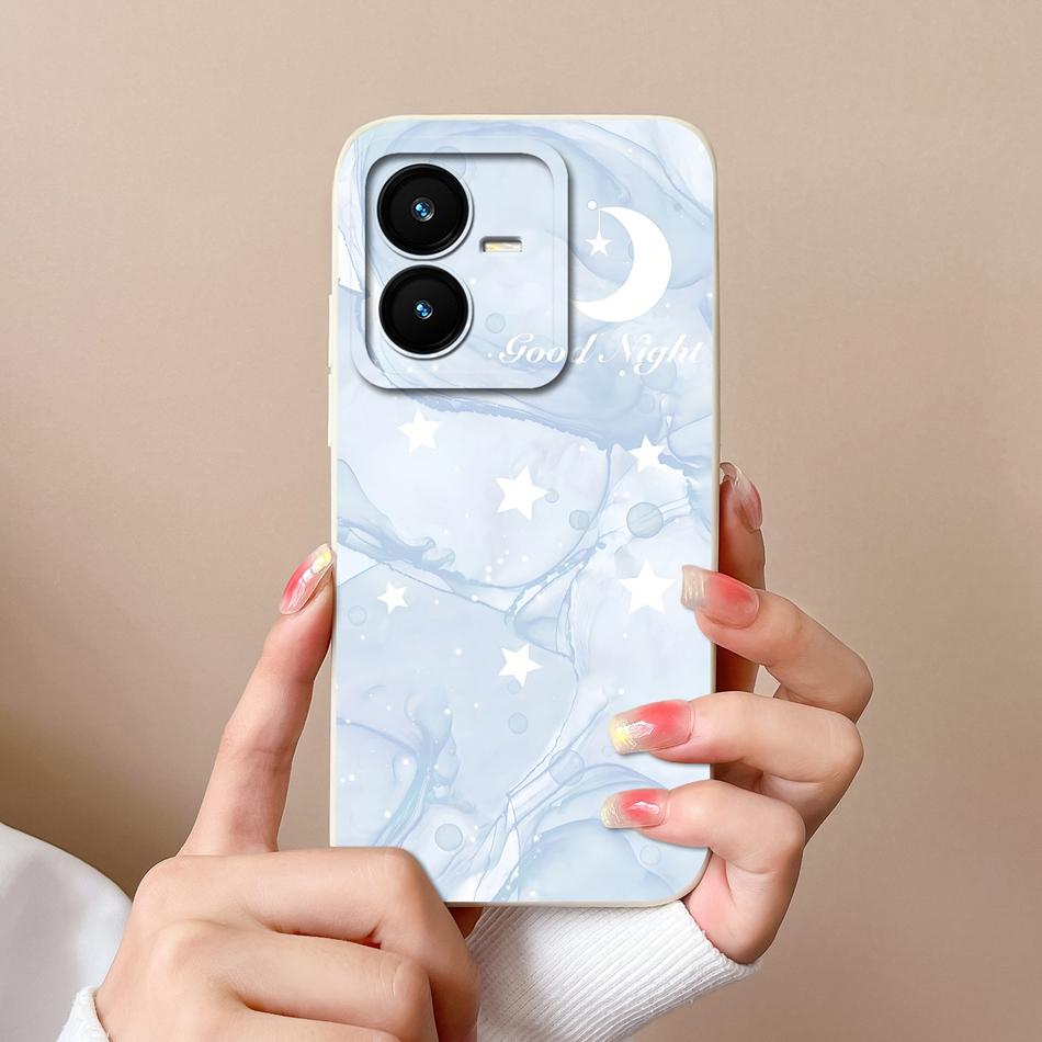 Case For Vivo Y22 Y22S Cover Camera Lens Protector For Vivo Y 22 Soft Liquid Silicone Cartoon Phone Back Covers For Women Man