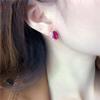 Rose Gold Plated Purple Gold Inlaid Egg Surface Red Stone Lace Temperament Colored Gold Exquisite Ear Buckle