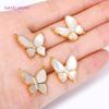 Trendy 2 Tyles Inlaid Shell Pendants 18K Gold Plated Butterfly Charms Pendants Connector DIY Necklace Jewellery Making Supplies