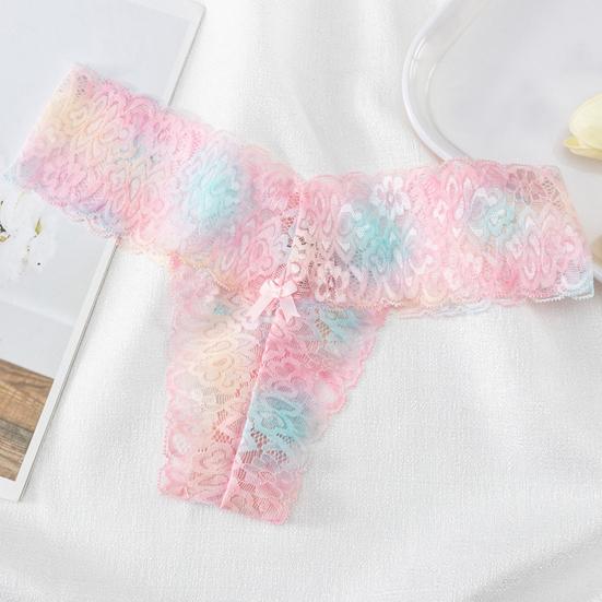 Damskie majtki z koronki kwiatowej bezszwowe kokardki z niskim stanem cienkie szybkoschnące miękkie