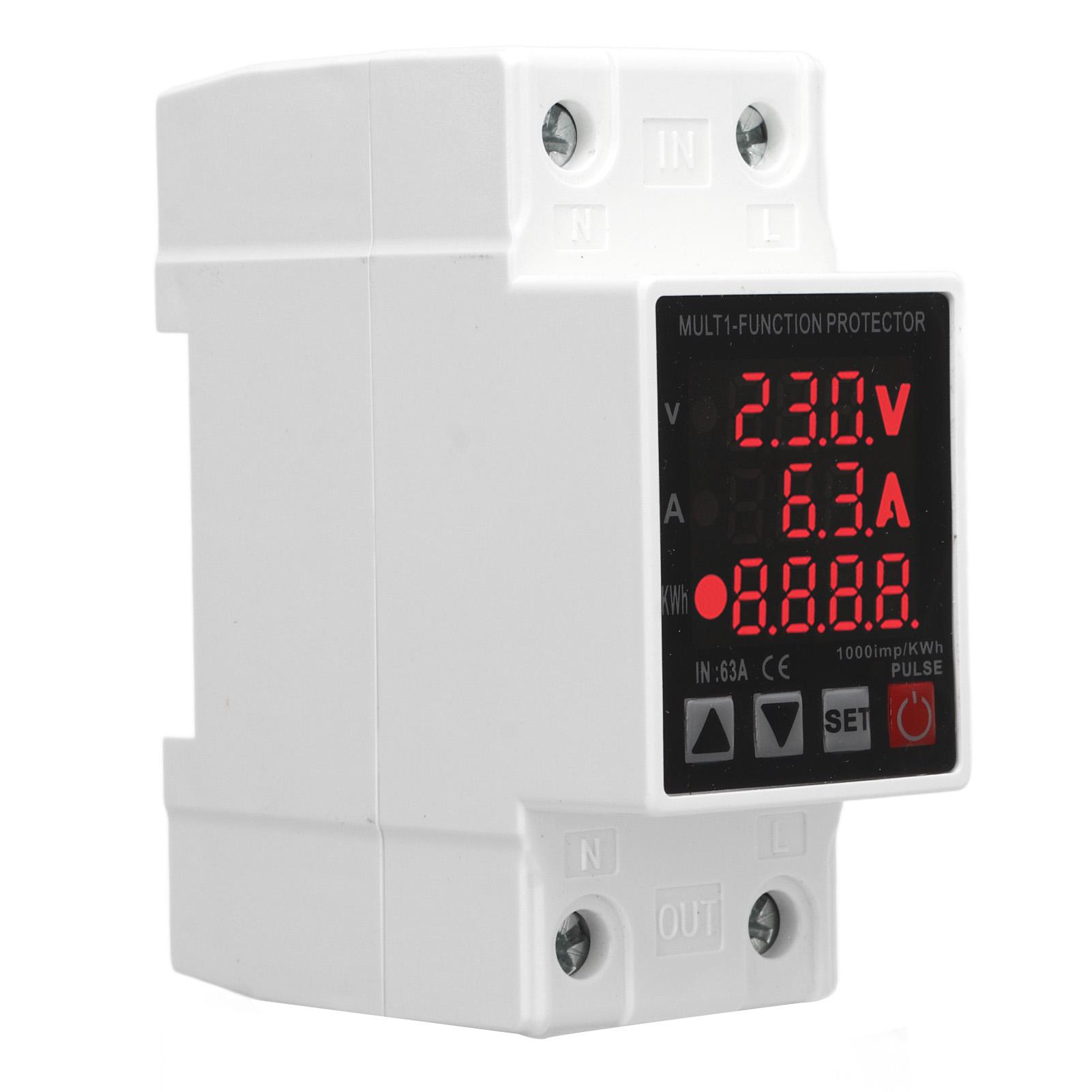 

Защита от перенапряжения и пониженного напряжения Самовосстанавливающееся защитное устройство Регулируемый предел тока Цифровой дисплей AC220V 63A