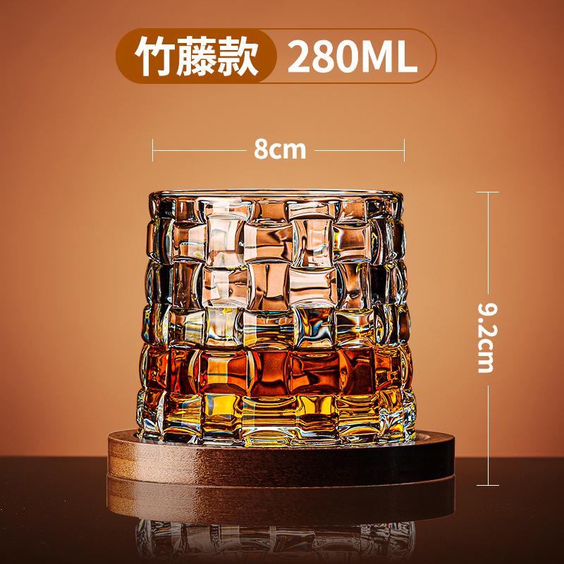 Tumbler Whiskey Glass with Base Rotating Spinning Stress Relief Cup Creative Brandy Glass
