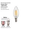E14 LED Edison Candle Bulb, Warm Light, Flame Tip, C35 Crystal Imitation Tungsten Filament, Retro Super Bright.