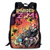 Zim Dib Invader Gaz Cartoon Animated Character Printed Backpack Children