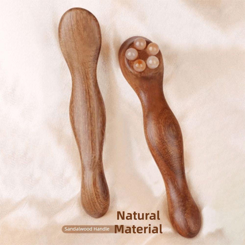 Five Beads Eye Massage Stick Sandalwood Handle Face Roller Massager Manual Massager  Eye Area