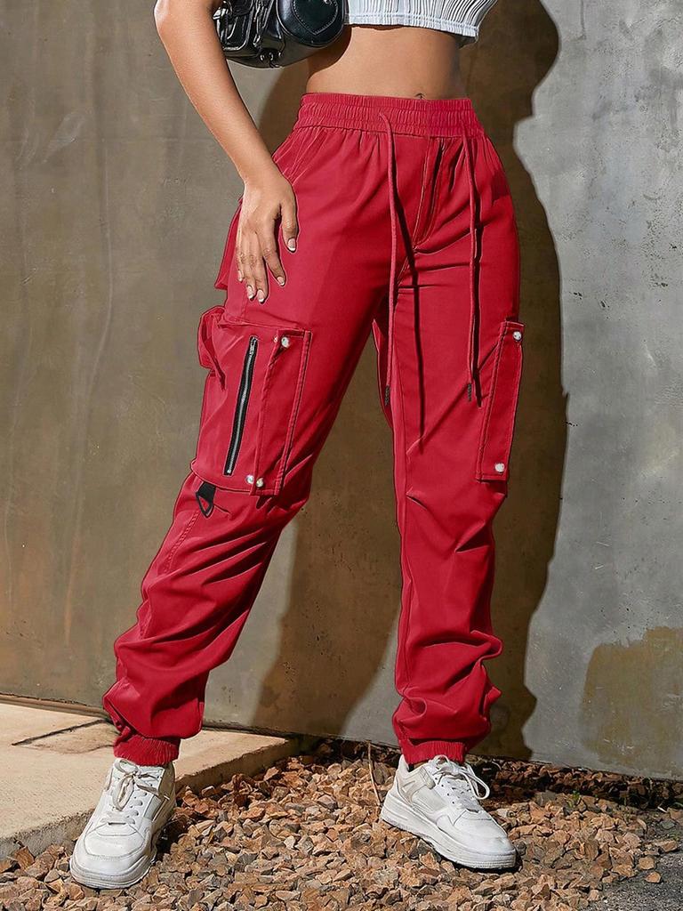 European & American Women's Tactical Cargo Pants - Summer Sports Style, Drawstring Casual Wear.