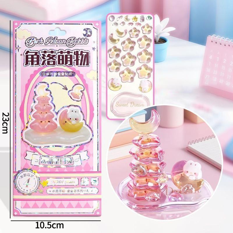 3D Relief Stickers Crystal Embossed Stickers Fun DIY Stackable Decorative Sticker 3D Puffy Stickers Mini Desktop Ornament Kit