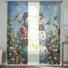 Weihnachten Schneemann Pflanze Rote Frucht Vogel Vorhänge für Wohnzimmer Schlafzimmer Heimdekoration Fenster Voile Tüll Vorhang Drapes