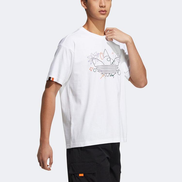 Adidas Originals Trefoil SS22 Color Logo Print Sports T-Shirt Unisex Tops White HR6459