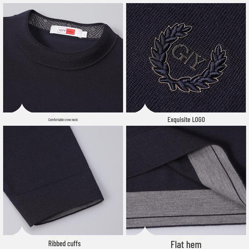 Goldlion Men's Classic Round Neck Wool Blend Sweater