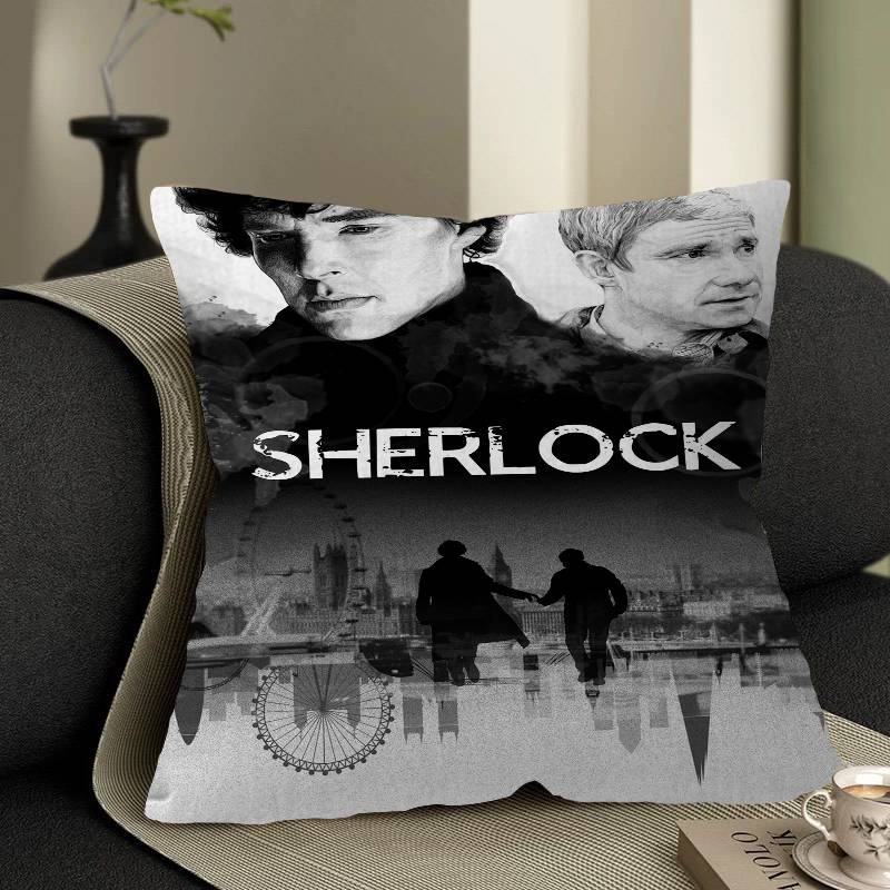 S-Sherlock Holmes Detective Series Pillow Cover Sofa Cushion Cover Home Room Decoration Children Gift