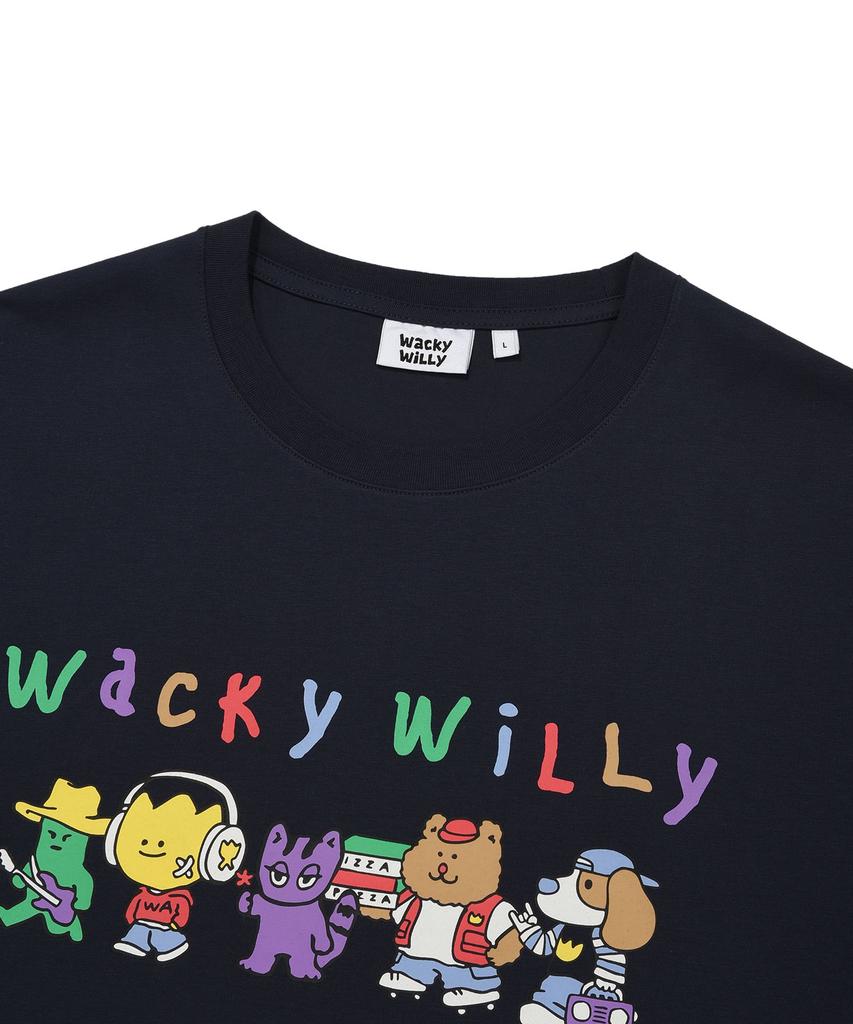WACKY WILLY Kiki Friends Graphic Short Sleeve T-Shirt Navy