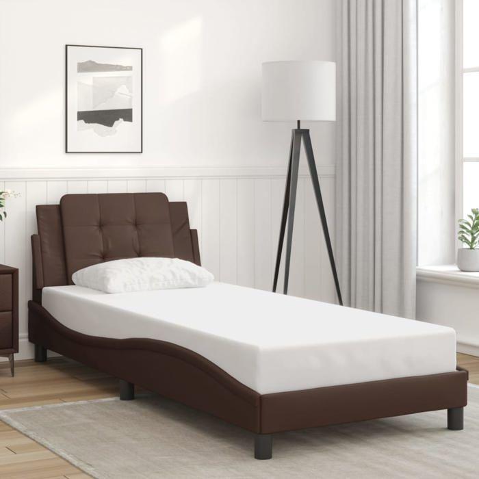 VidaXL Bed Frames with Headboard, Upholstered Bed, Single Bed, Adult Bedroom Interior Bed, Brown 90x200 Cm 3208158