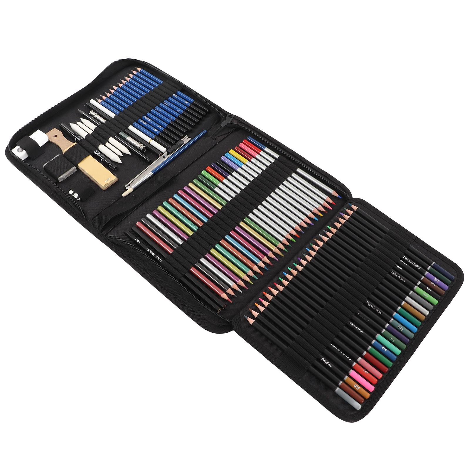 

Набор для рисования 100 шт., полный набор инструментов, многофункциональный набор для рисования со складным пеналом для