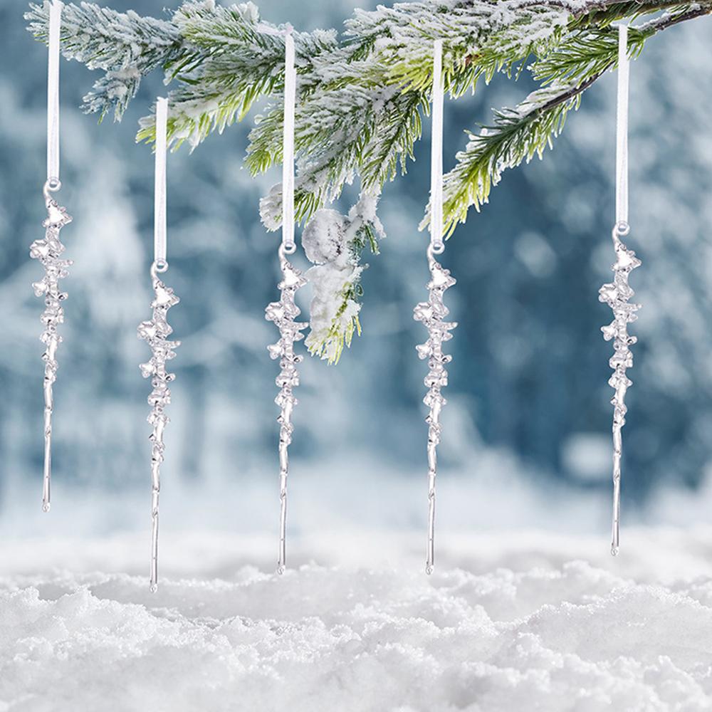 5pcs Threaded Ice Cone Pendant Christmas Acrylic Simulated Ice Bar Decoration Atmosphere Arrangement Ice Cones And Ice Bars