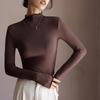 Women T-shirts Ruffles Turtleneck Long Sleeve Warm Autumn Winter Undershirt Solid Bottoming Shirt Fashion High Strecth Basic Top