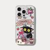 Cute Black Cat Strawberry Drink Clear Phone Case for iPhone 17 16 15 14 13 12 11 16E Series Pro Max Plus Double Layer Protection
