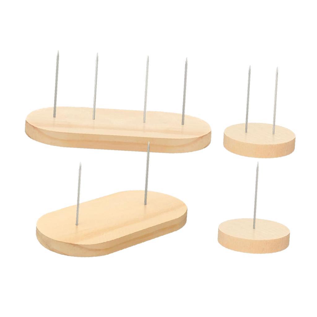 4Pcs Crochet Dolls Display Stand Bracket Decor Creative Metal Pins Portable Wooden Base Storage Rack