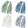 Men Sunscreen Coat Thin Zipper Closure Solid Color Summer Outdoor Sports Sun Protection Hooded Jacket Daily Wear