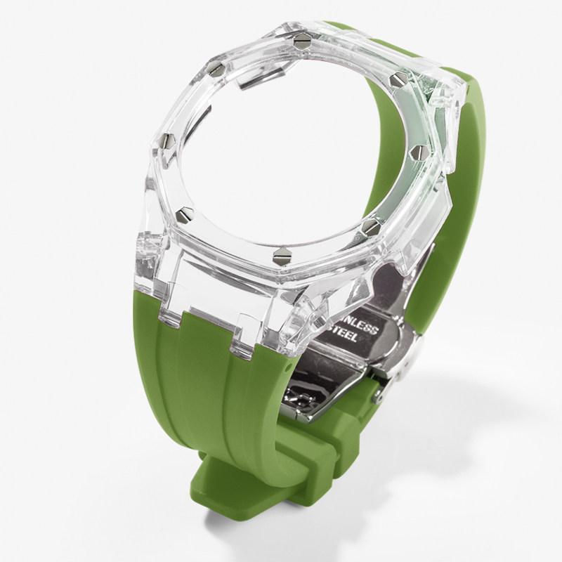 For Casioak G-Shock GA-2100 GM-2100 GMA-S2100 GA2100 Mod Kit Transparent PC Case Rubber Strap Watchband Replacement Accessories