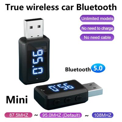 Transmisor y receptor USB con Bluetooth 5.3 FM02 para coche, minikit de llamadas manos libres con pantalla LED, audio inalámbrico automático para radio FM