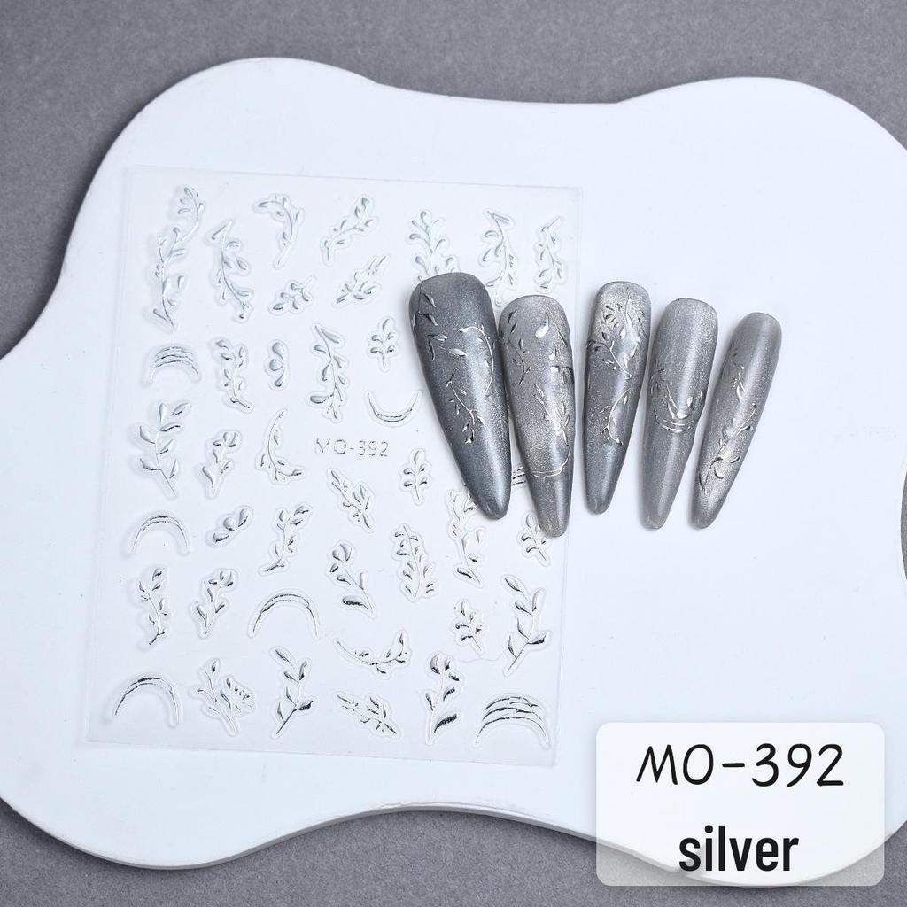 Chinese Style Jade and Gold Leaf Nail Stickers with Adhesive Backing