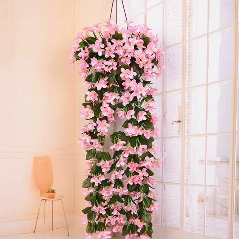 BESPORTBLE 2pcs Artificial Silk Violet Flower Vine Garlands Wedding Home Hanging Decorations White BESPORTBLE 2pcs Artificial Silk Violet Flower Vine Garlands Wedding Home Hanging Decorations White
