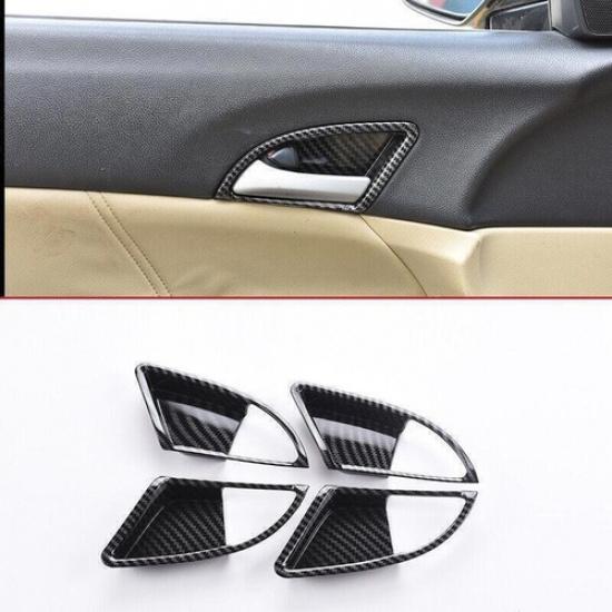 Carbon Fiber Interior Door Handle Bowl Cover Trim For Honda Accord 2008-2013 4pc