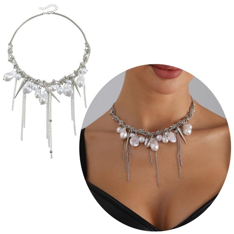 Adjustable Pearls Tassels Necklace for Women Fashion Lightweight Jewelry with Tapered Design for Various Occasions