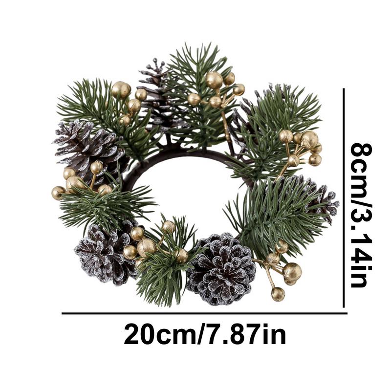 Christmas Candle Rings Wreaths Artificial Red Berry Candle Wreath Ring Eye-Catching Candle Holder Rings For Dinner Table Mantel