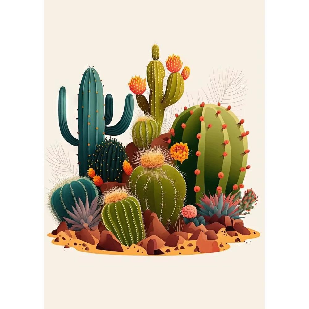 Vintage Mexican Cactus Poster Floral Moon Aesthetic Canvas Painting Prints Colourful Wall Art Picture Room Home Decor