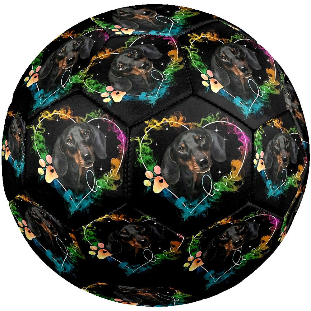 1pc Dachshund Heart Frame Theme Soccer Ball Football, Size 5, Lightweight PVC, Outdoor Training Soccer Ball,Gift C6516