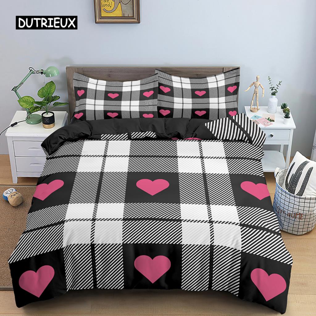 Valentine's Day Wedding Bedding Set 2/3 Pcs Luxurious Rose Love Heart Duvet Cover King Microfiber 3D Red Rose Print Quilt Cover