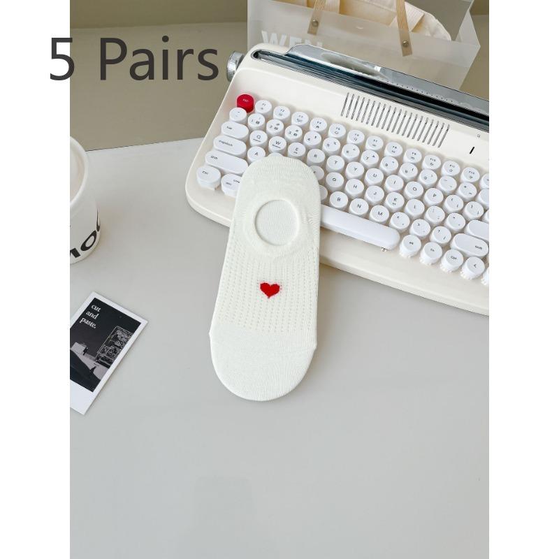

5 пар женских летних сетчатых носков-лодочек в форме сердца, впитывающих пот и дышащих 5 Pairs красный