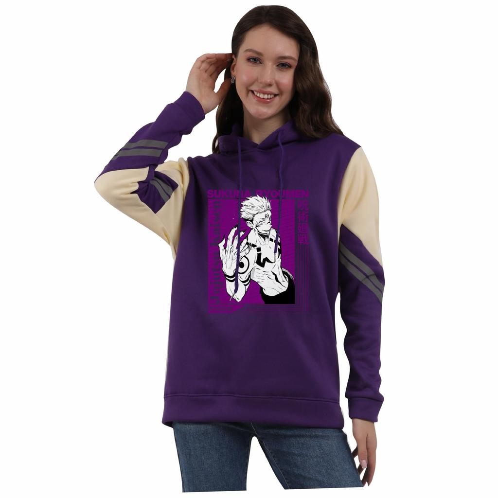 Jujutsu Kaisen Color Block Patchwork Fleece Hoodie for Men & Women