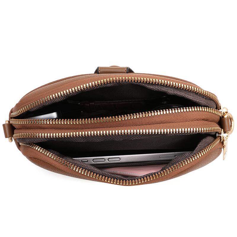 Niche cowhide texture mobile phone bag messenger bag