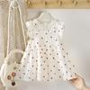 Baby Mädchen buntes Blumenmuster Kleid ärmellos Rüschenkragen Kleinkind Sommer lässig A-Linie Baumwollkleid für Kinder Kleidung